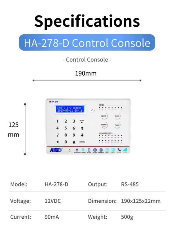 HA-278-D Alarm Panel with Cellular Dialer and Voice Module - Image 9
